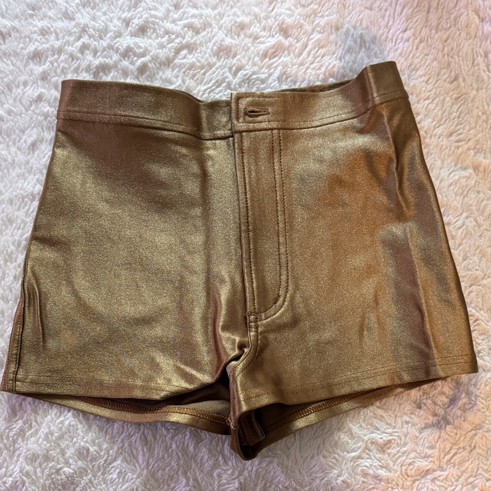 American Apparel Gold High Waist Shorts